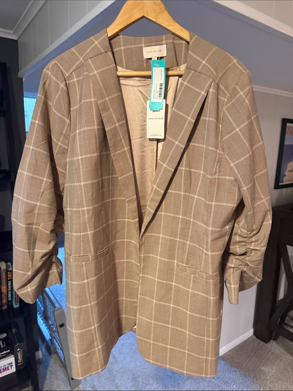 NWT Skies Are Blue Tan Windowpane Blazer